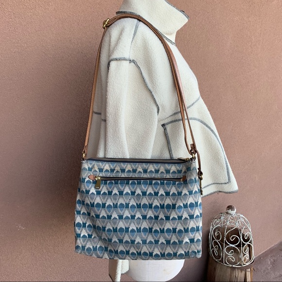 Fossil Kinley Blue Print Crossbody Purse - Picture 4 of 11